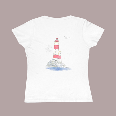 white organic cotton t-shirt with basque coast back design