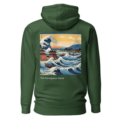 Kanawaga Hoodie with Stylish Ocean Wave Print on Back